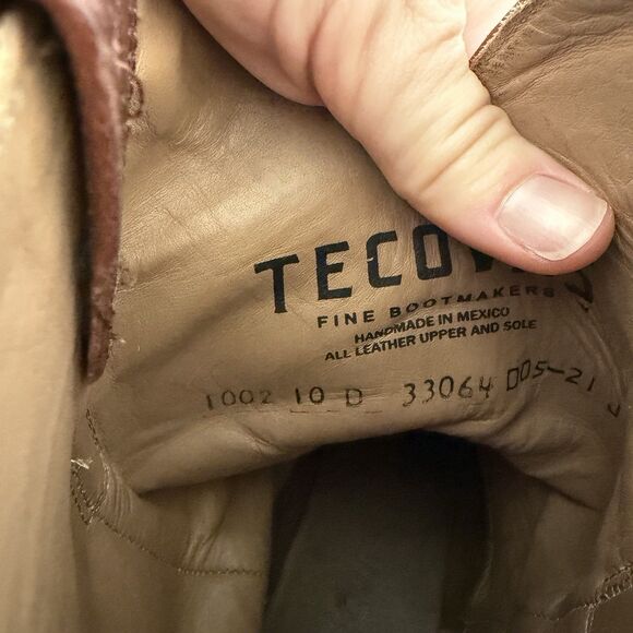 TECOVAS The Earl Cowboy Boots Scotch Brown Leather Goat MENS 10 D Made In MEXICO
